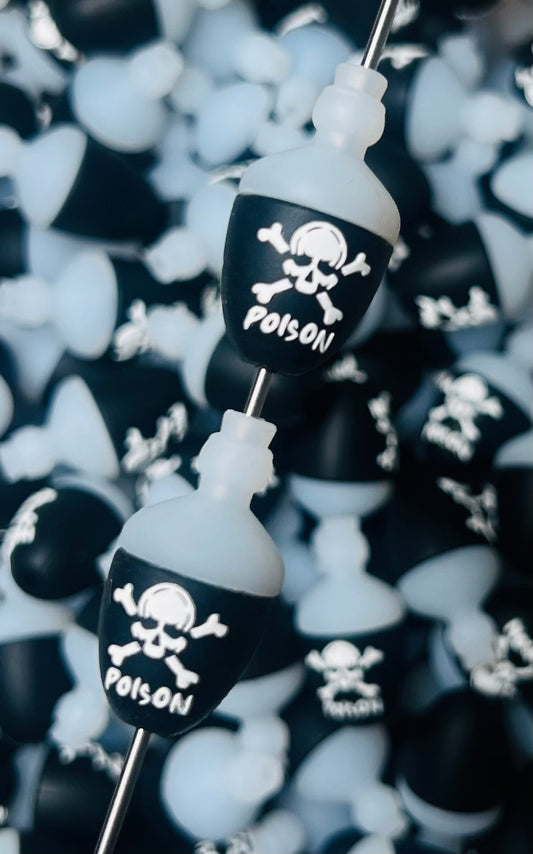 3D Poison Bottle EXCLUSIVE Silicone Focal Bead,**NOT FOR TEETHING** Halloween Shape Silicone Bead