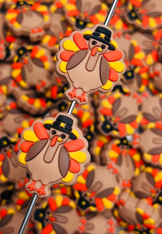 Pilgrim Turkey Focal Bead, Animal Silicone Focal Bead, Fall Silicone Focal Bead