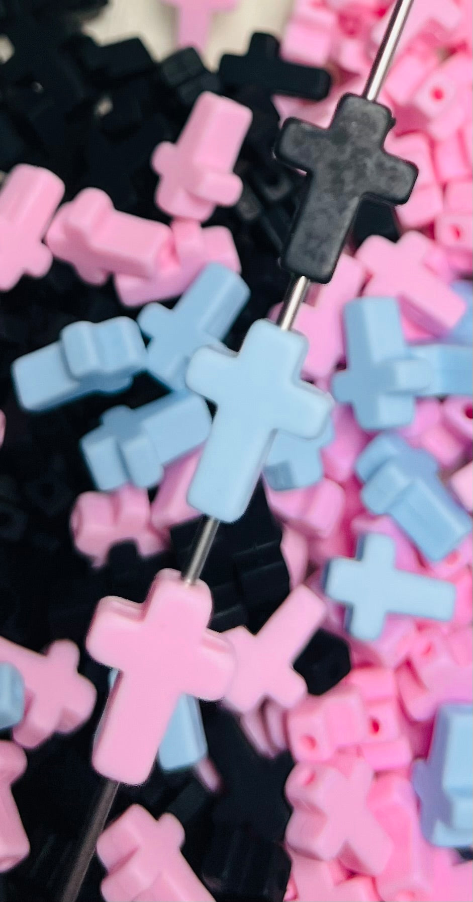Tiny Cross Silicone Focal Bead, Cross Shape Silicone Focal Bead