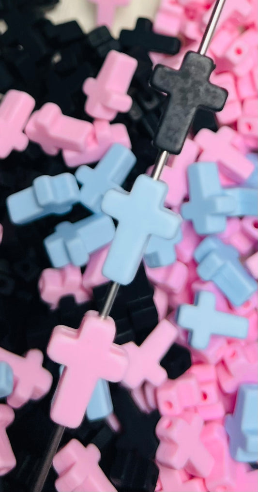 Tiny Cross Silicone Focal Bead, Cross Shape Silicone Focal Bead
