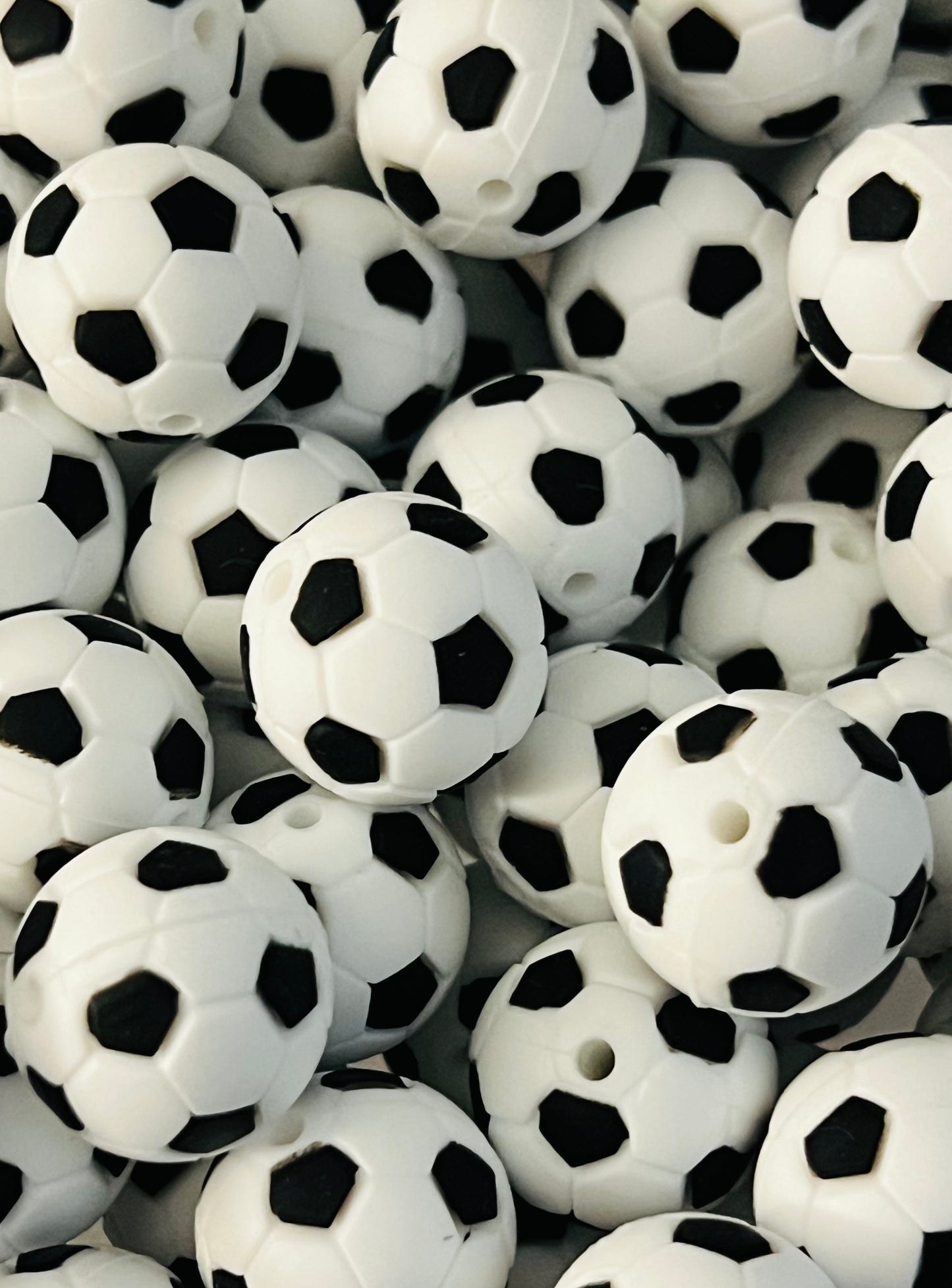 P- Large Soccer Ball 20mm Focal Silicone Bead, Sports Focal Silicone Bead