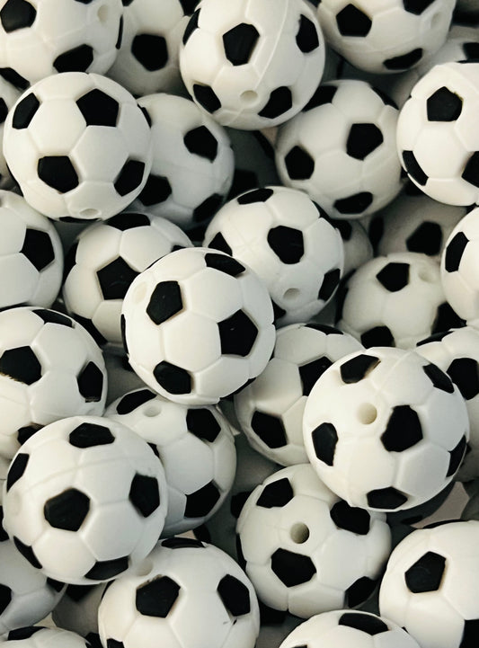 Large Soccer Ball 20mm Focal Silicone Bead, Sports Focal Silicone Bead