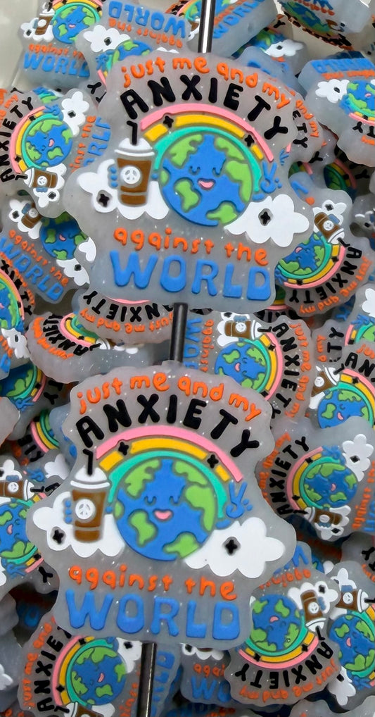 Q- Just Me And My Anxiety Against The World Focal Bead, Quote Focal Bead