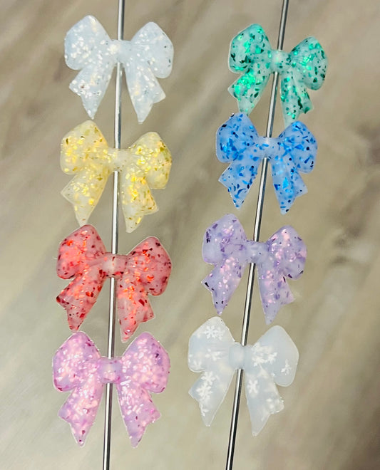 M- Glitter Bow Silicone Focal Bead, Ribbon Silicone Bead, Bow Shape Silicone Bead