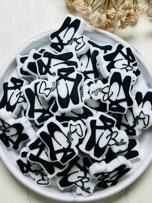 P- Ballet Shoes Focal Silicone Bead, Sports Focal Silicone Bead, Dance Focal Silicone Bead