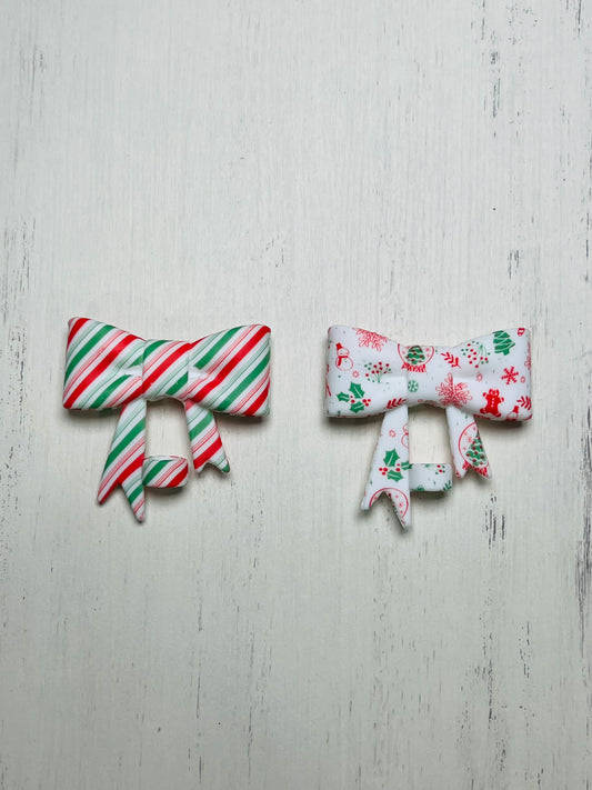 Y- Straw Topper - Christmas Printed Bow, Tumbler Accessory