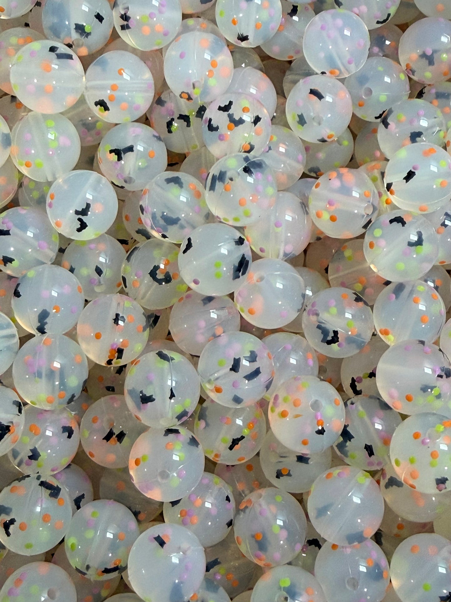 15mm Confetti BATS EXCLUSIVE Round Silicone Beads