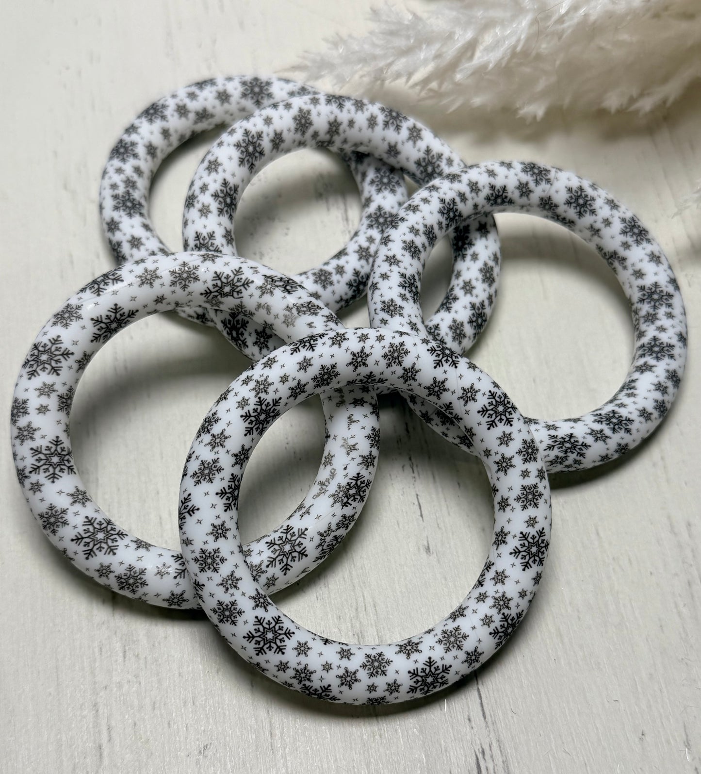 *65mm Printed Silicone Ring With Holes for Beading