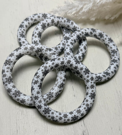 *65mm Printed Silicone Ring With Holes for Beading