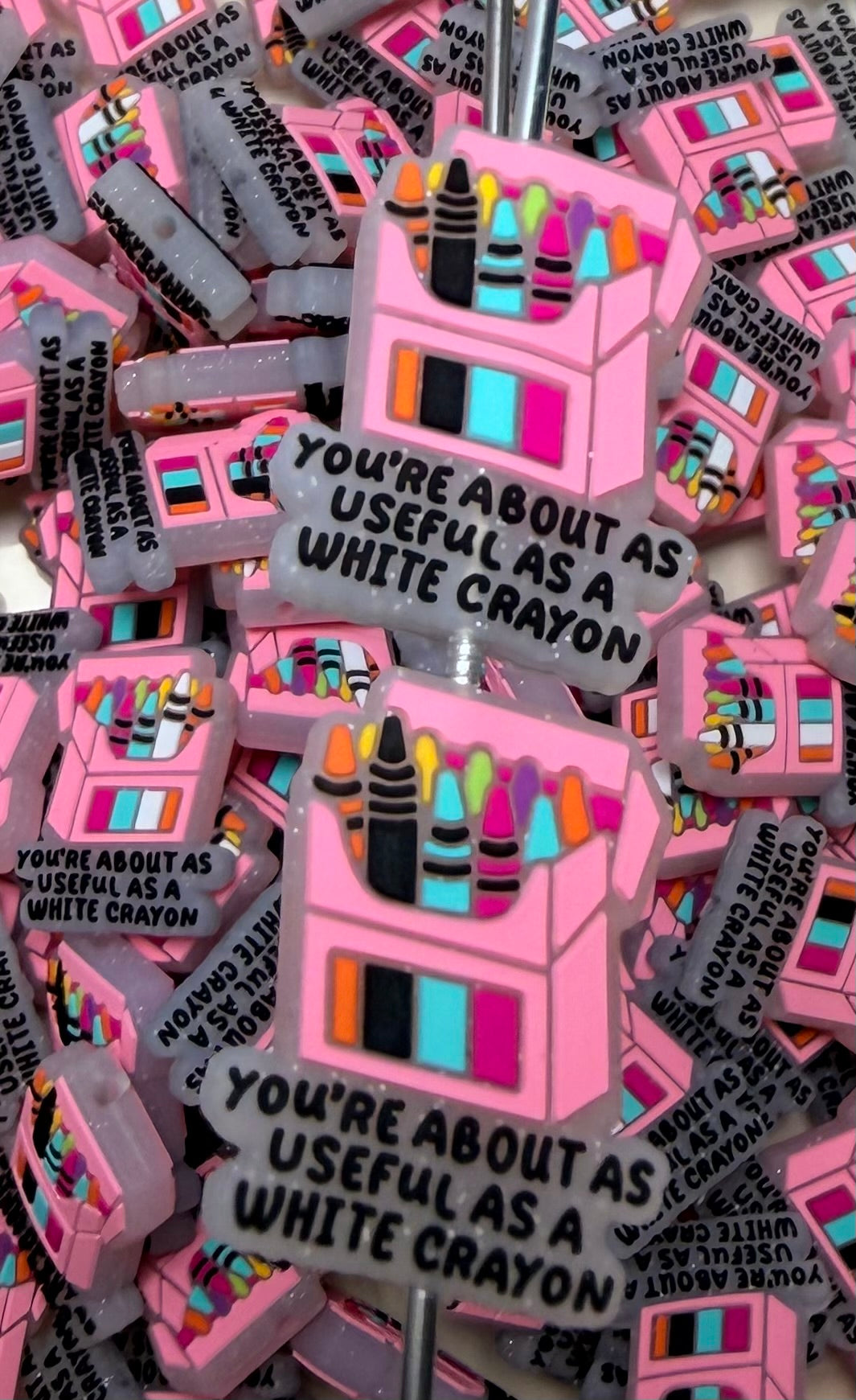 Q- You're About As Useful As A White Crayon Focal Bead, Quote Focal Beads