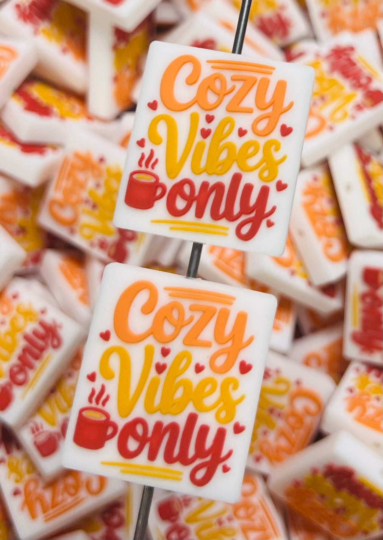 H- Cozy Vibes Only EXCLUSIVE Silicone Focal Bead, Fall Silicone Bead, Halloween Silicone Bead