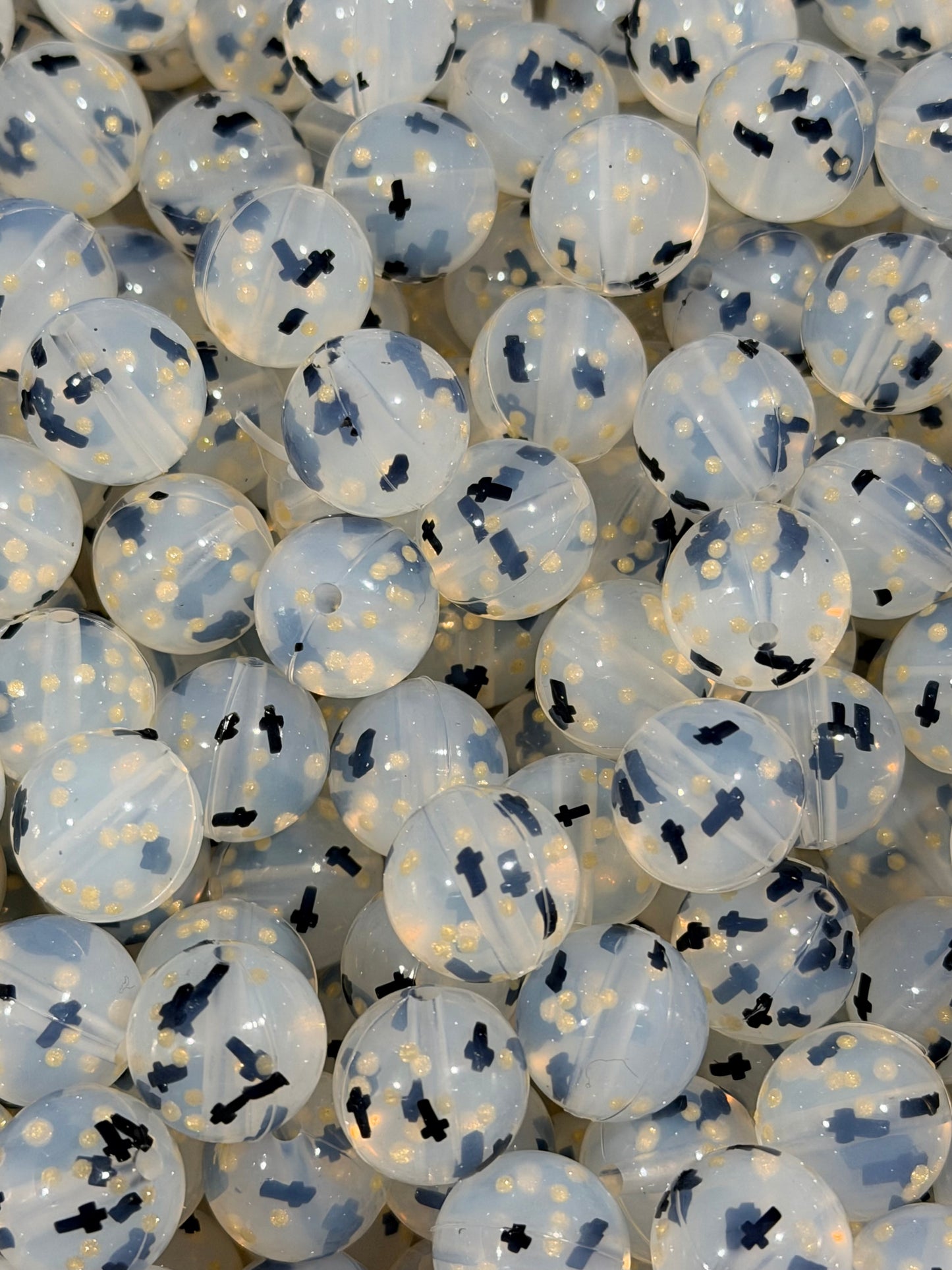 15mm Confetti Crosses EXCLUSIVE Round Silicone Beads