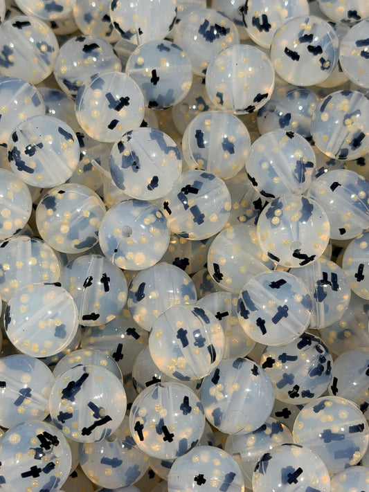 15mm Confetti Crosses EXCLUSIVE Round Silicone Beads