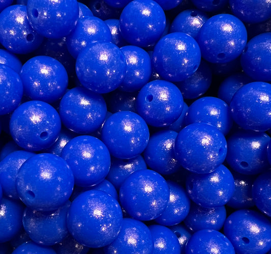 15mm Opal Cobalt Round Silicone Beads