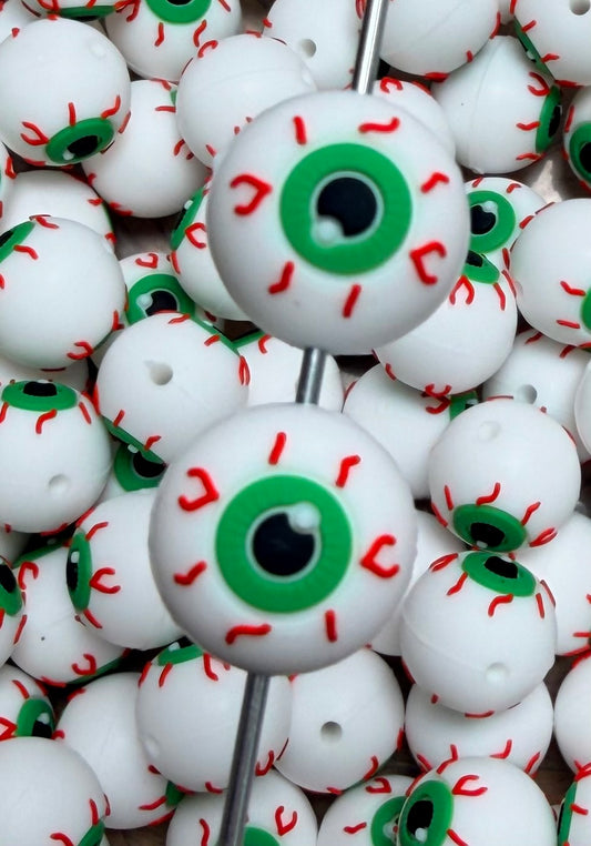 3D Eyeball Focal Bead, Halloween Silicone Focal Bead