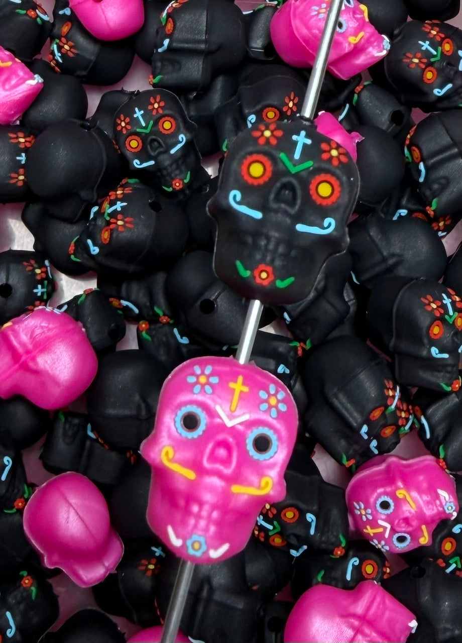 3D Day of the Dead Focal Bead, Halloween Silicone Focal Bead