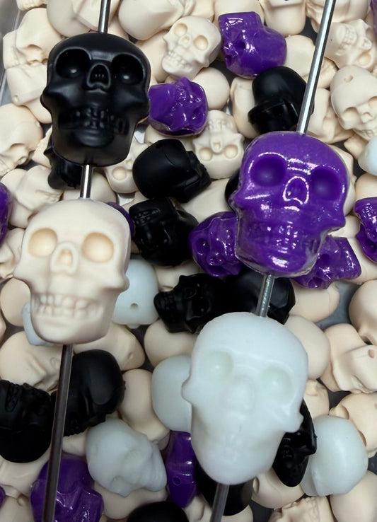 H- Skull Focal Silicone Bead, Halloween Silicone Bead, Skull Shape Silicone Bead