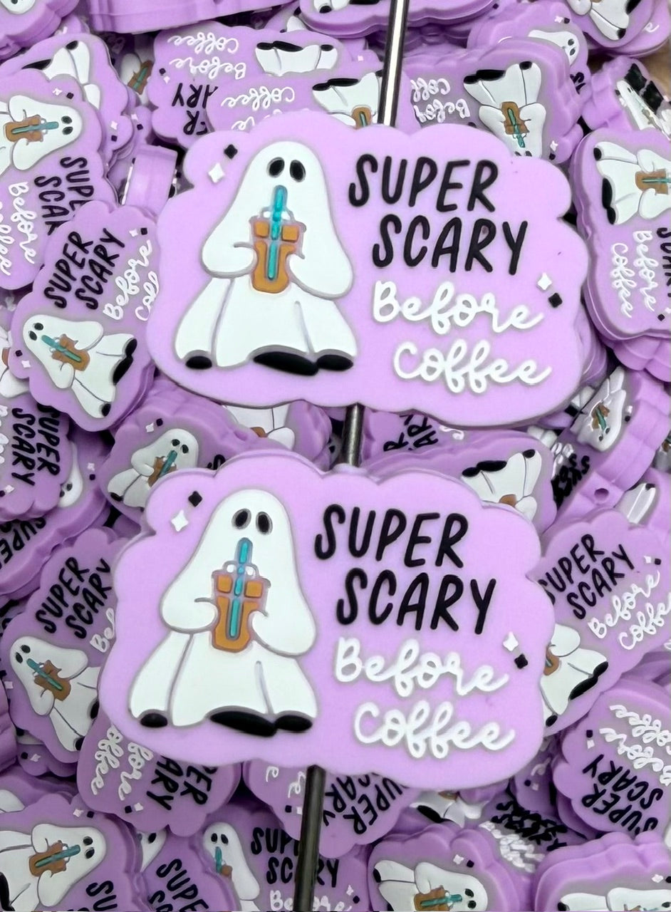 D- Super Scary Before Coffee Focal Bead, Quote Focal Beads, Coffee Focal Bead