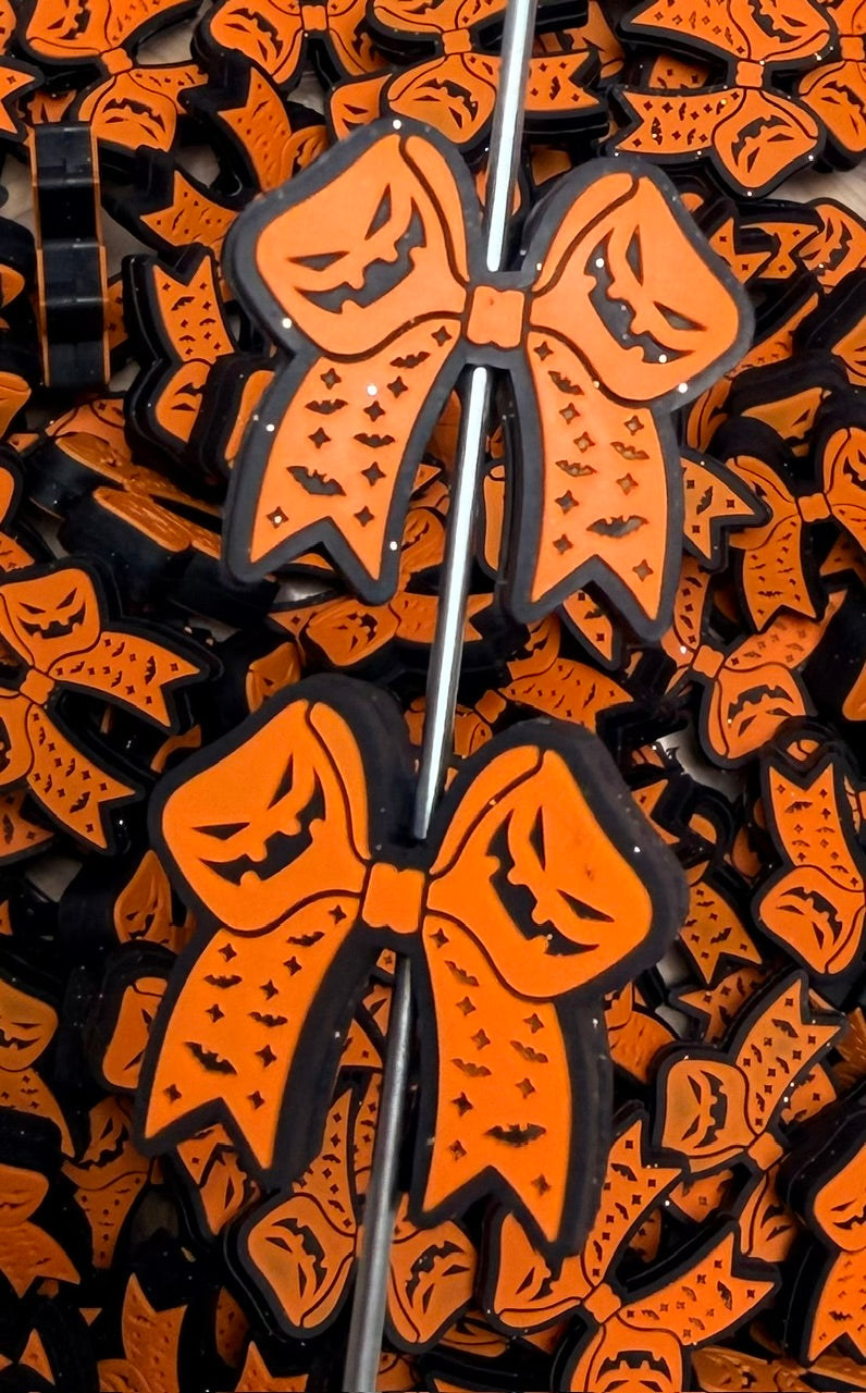 H- Batty Jack Bow Silicone Focal Bead, Halloween Focal Bead