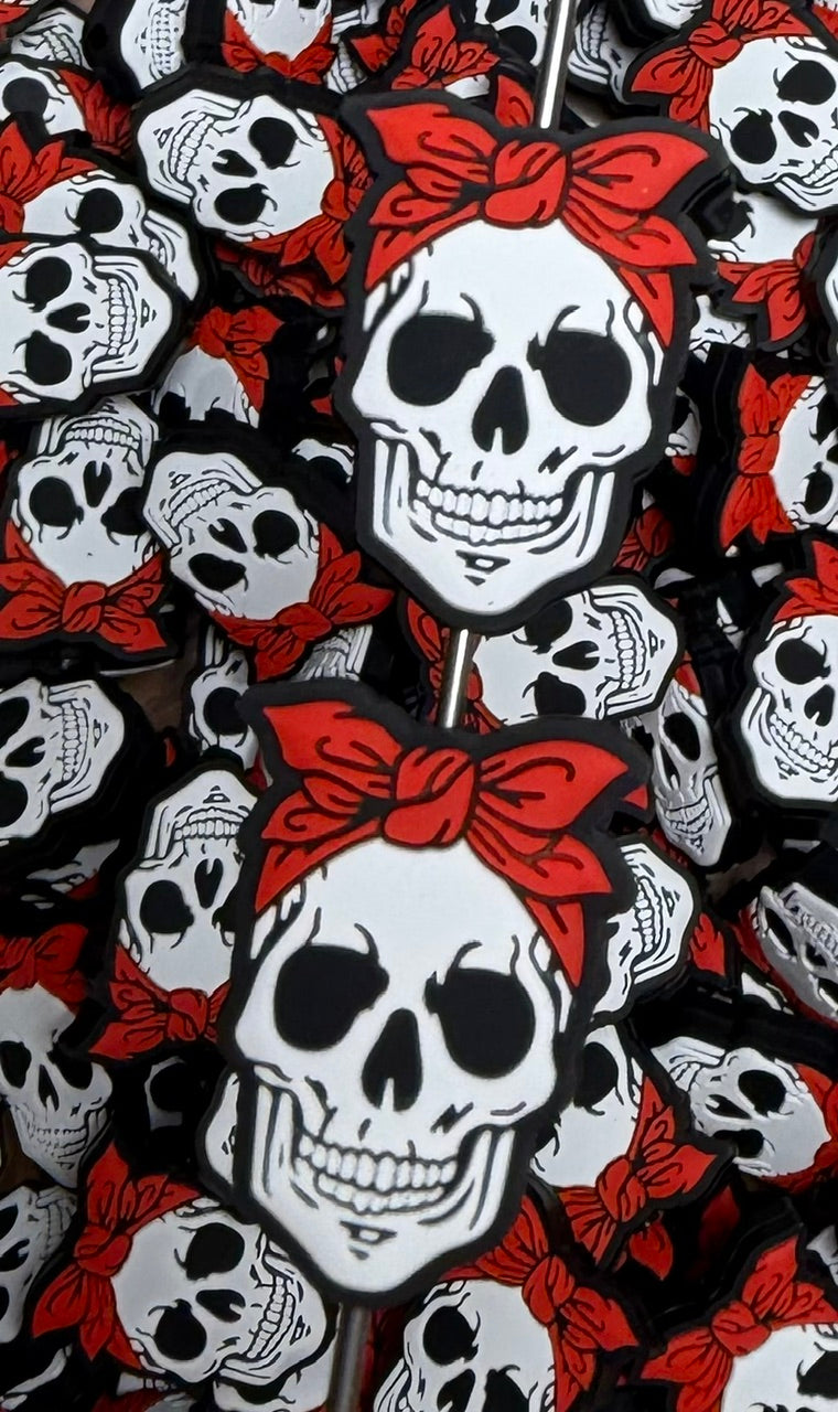 H- Ruby Bones Silicone Focal Bead, Halloween Focal Bead