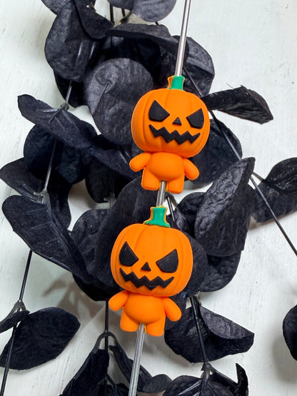 3D Jack Pumpkin Head Focal Bead, Halloween Silicone Focal Bead