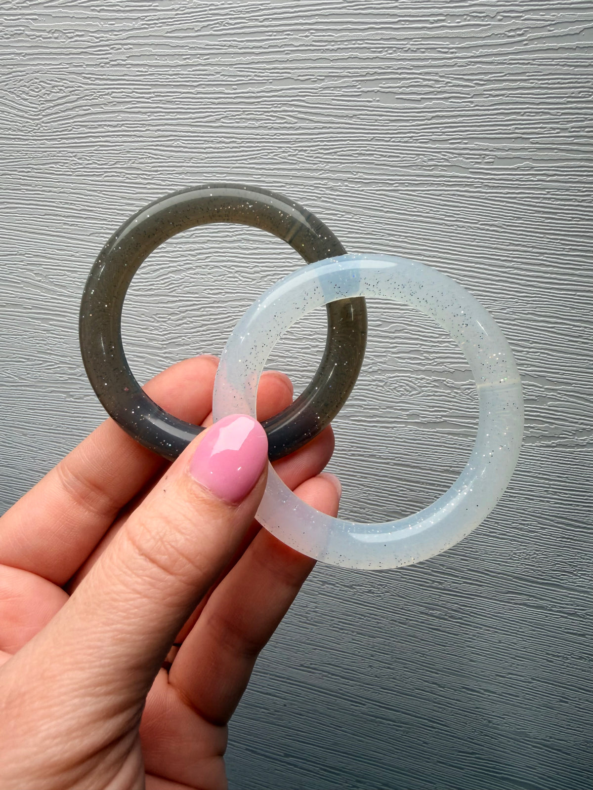 *65mm Silicone JELLY Glitter Ring With Holes for Beading
