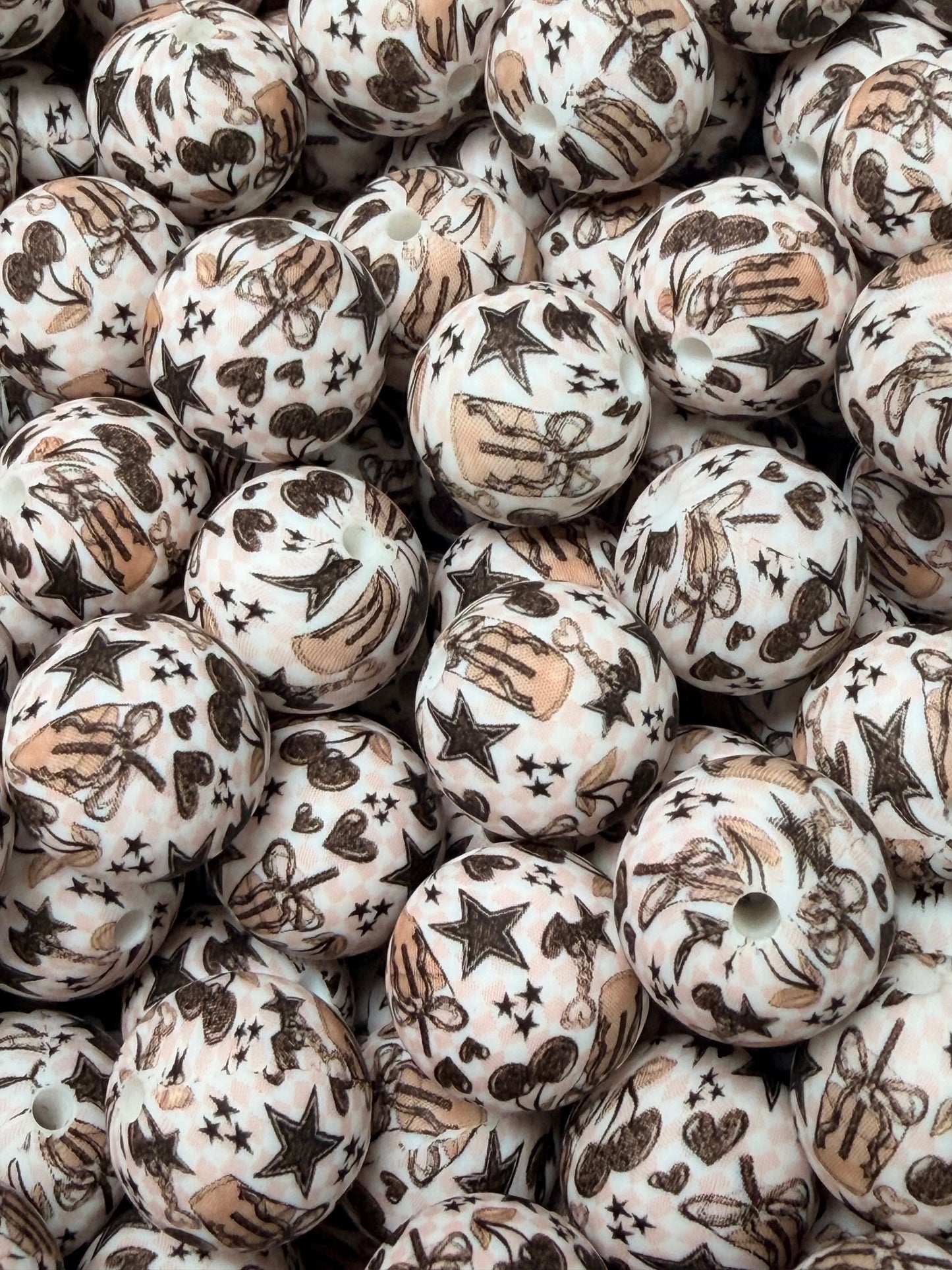 15mm Print Cafe Cutie EXCLUSIVE Silicone Beads, Silicone Print Bead