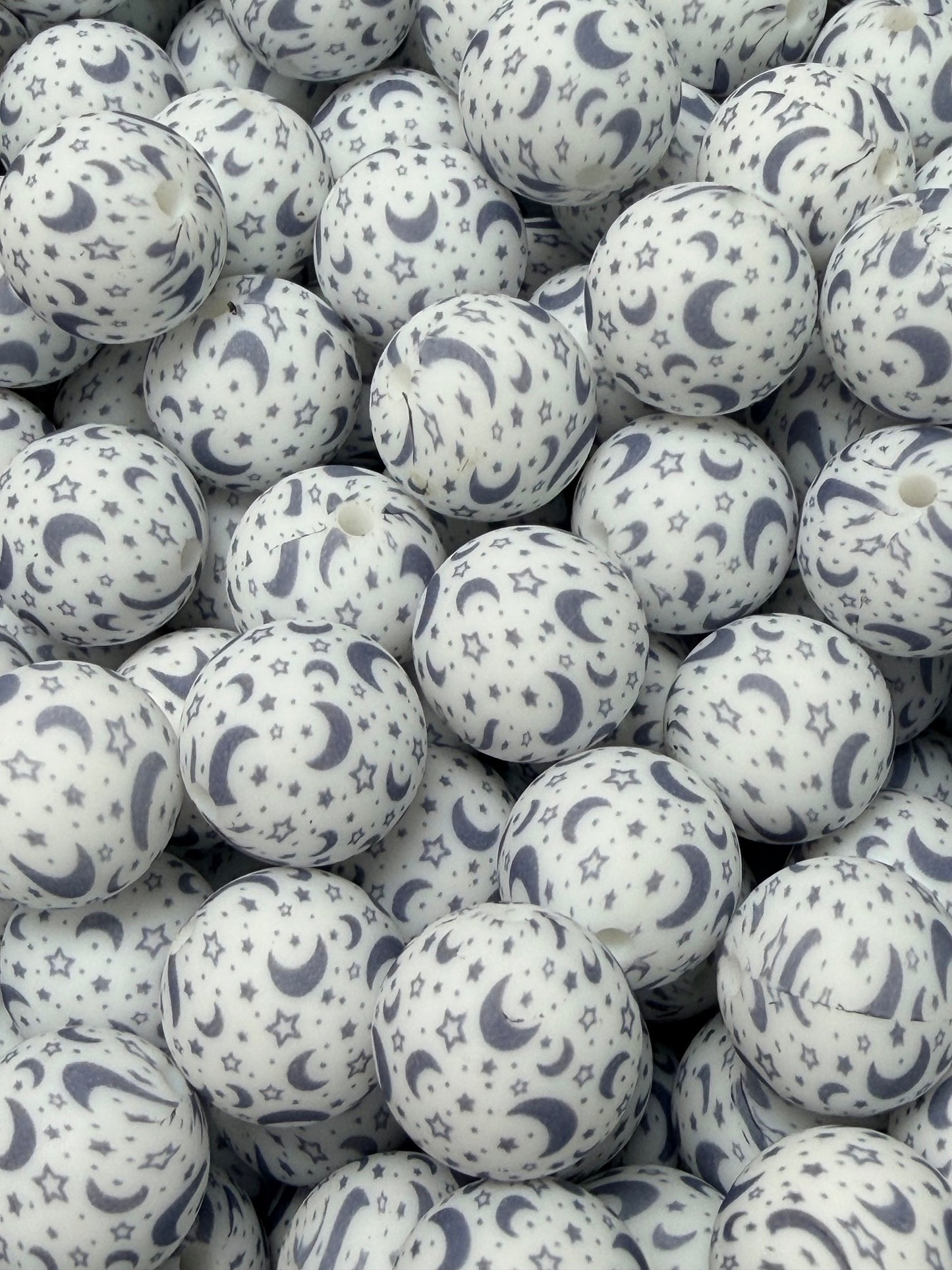 15mm Print Moon And Stars EXCLUSIVE Silicone Beads, Silicone Print Bead