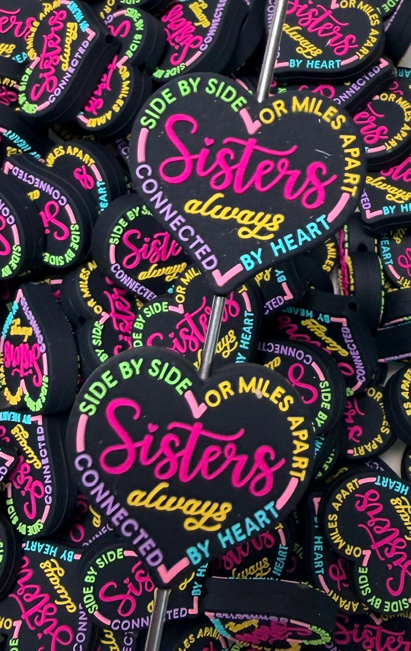 Q- Sisters Always Focal Bead, Quote Focal Beads