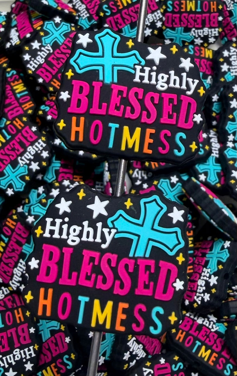 R- Highly Blessed Hot Mess Focal Bead, Religious Focal Bead