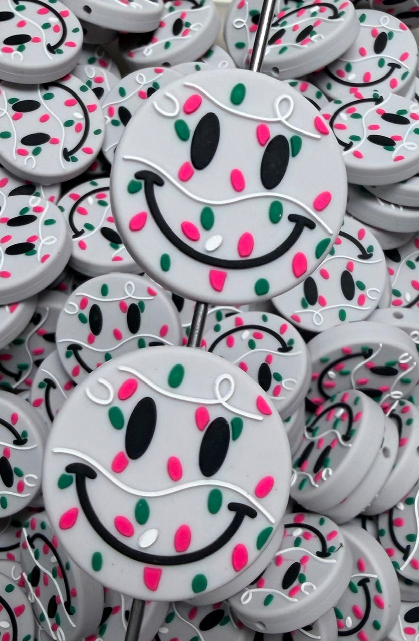 C- Christmas Lights Happy Face Focal Bead, Christmas Focal Beads