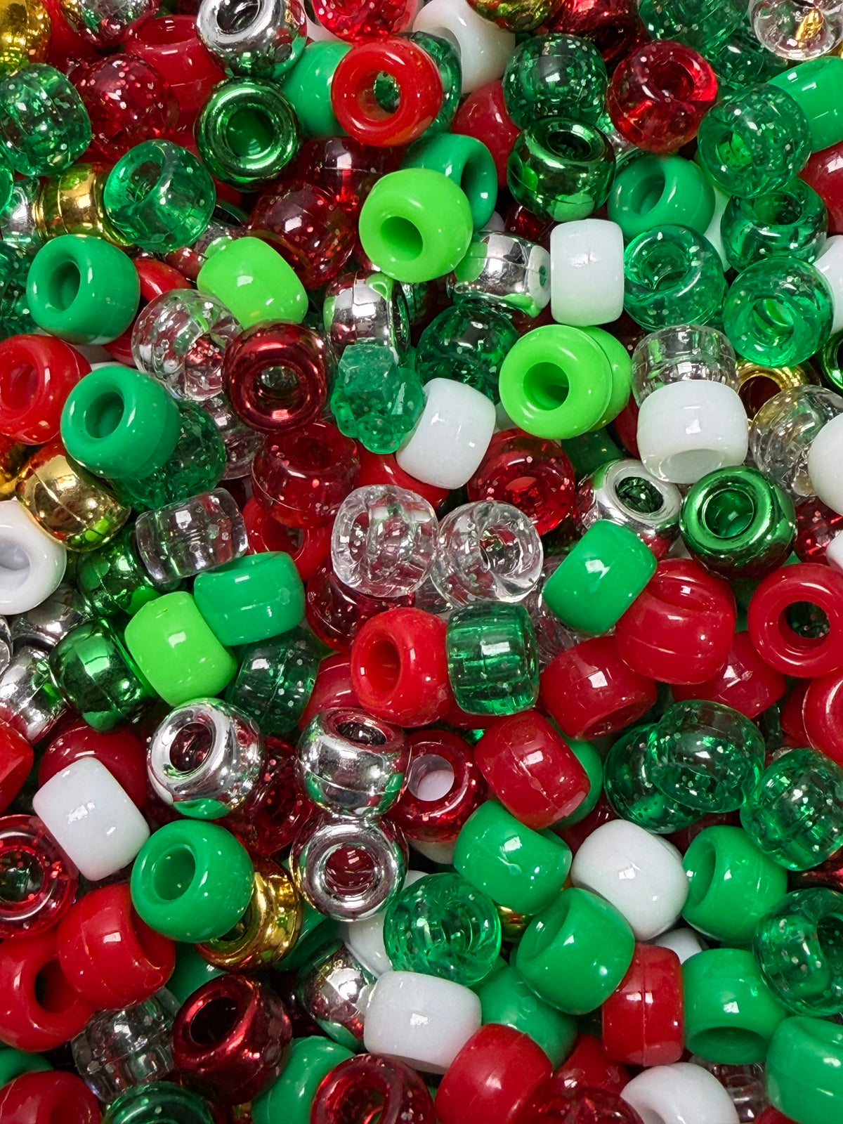 *Bead Mix- #328 Christmas Acrylic Pony Beads- Pack of 25, Large Hole Beads