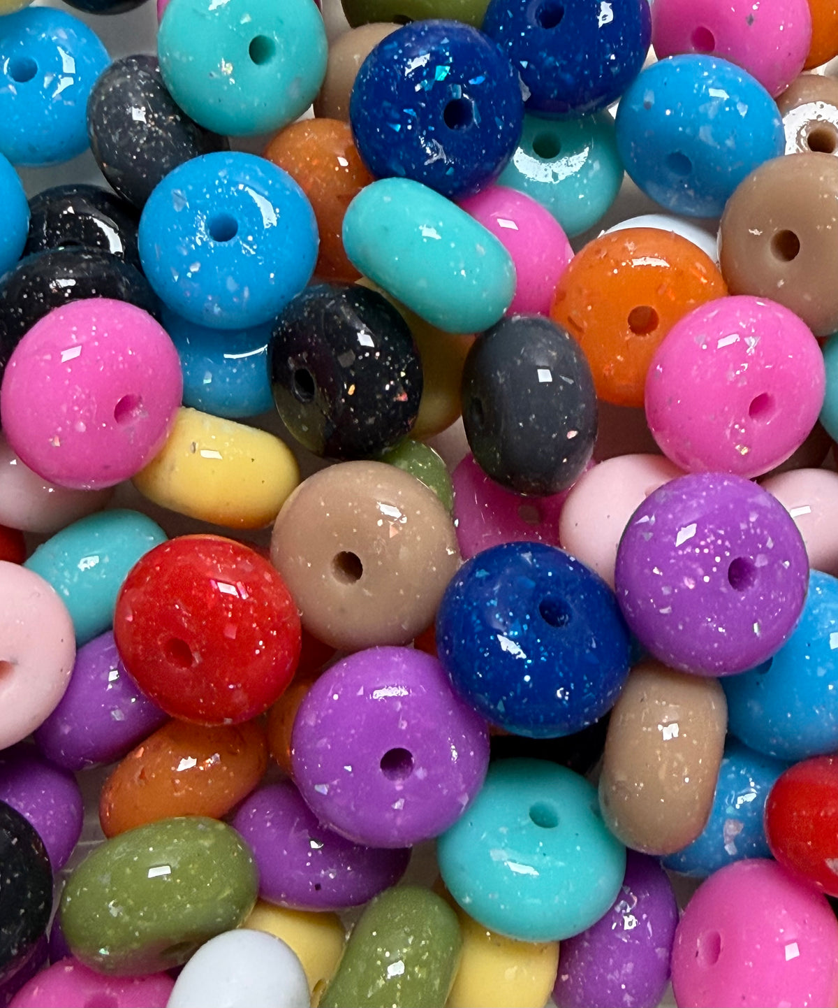 14mm ABACUS Cosmic GLITTER Round Silicone Beads