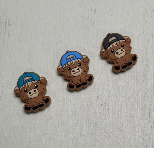 A- Baby Highland Cow Silicone Focal Bead,  Animal Shape Silicone Bead,