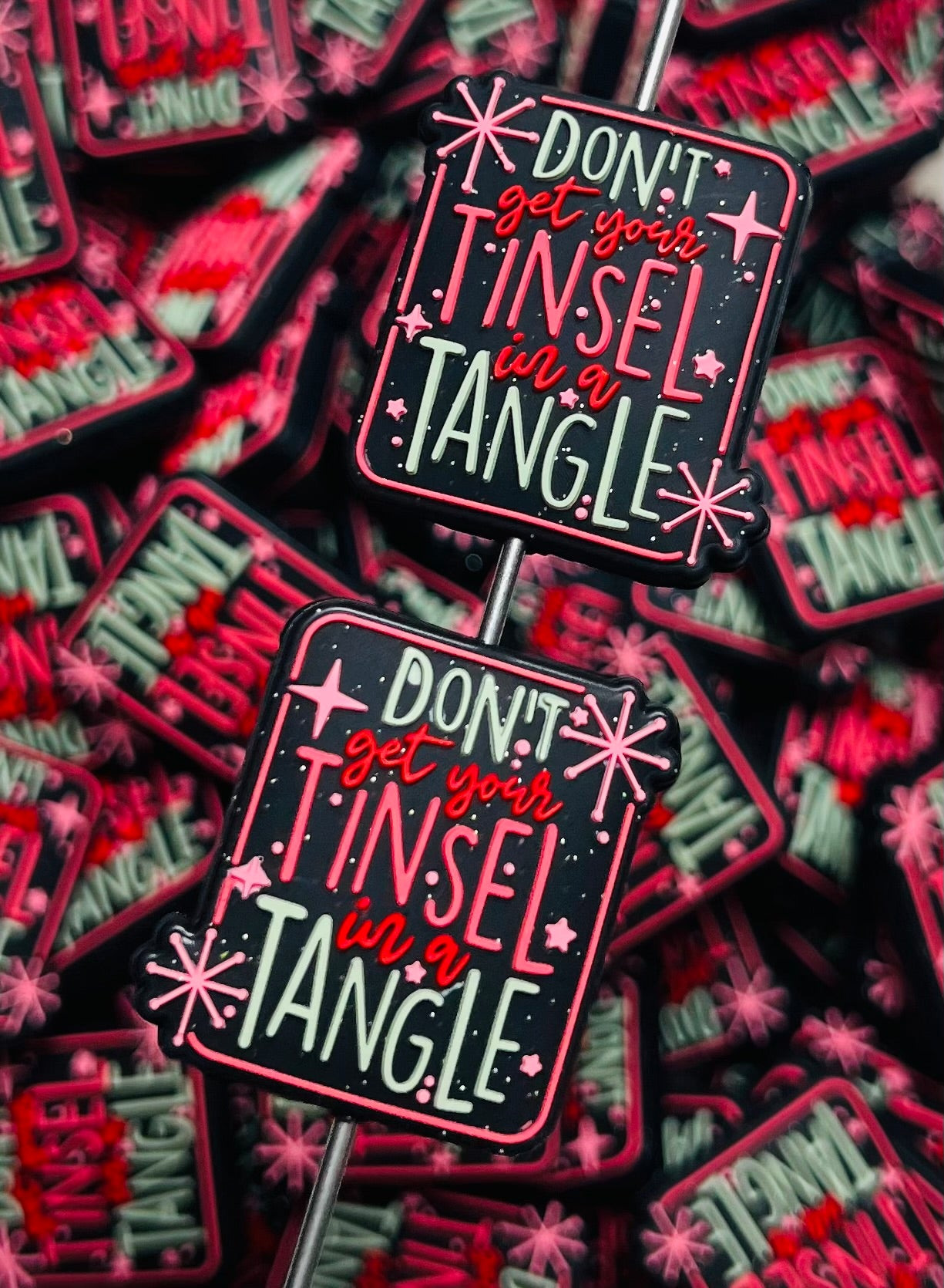 C- Don't Get Your Tinsel in a Tangle EXCLUSIVE Silicone Focal Bead, Christmas Silicone Bead