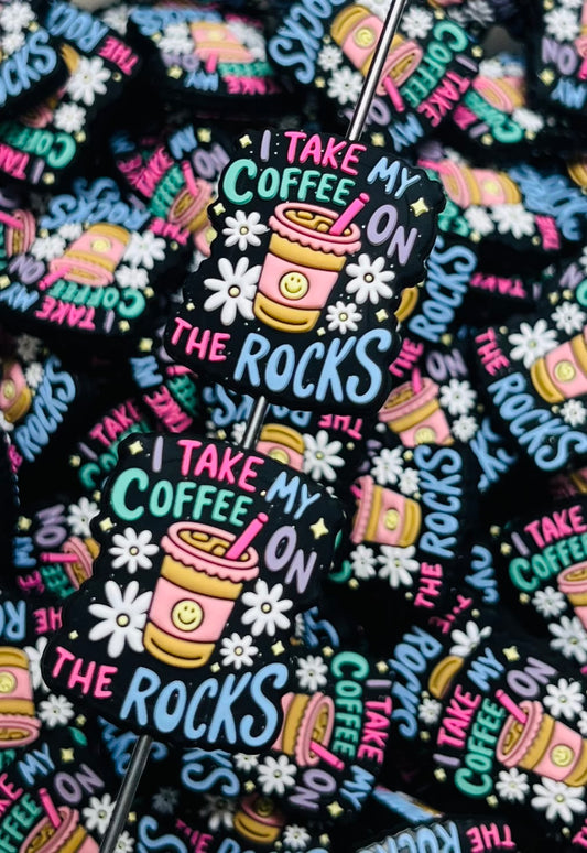 D- I Take My Coffee on the Rocks EXCLUSIVE Silicone Focal Bead, Coffee Silicone Focal Bead