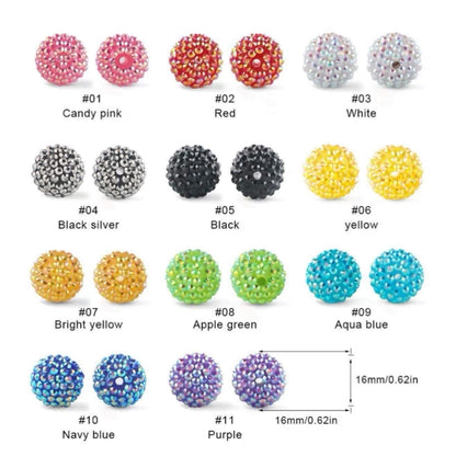 Rhinestone Round Acrylic Beads