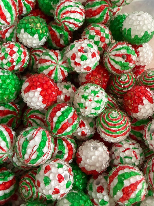 *Bead Mix- #124 Frosted CHRISTMAS Rhinestone Acrylic Bead Mix (Pack of 25)