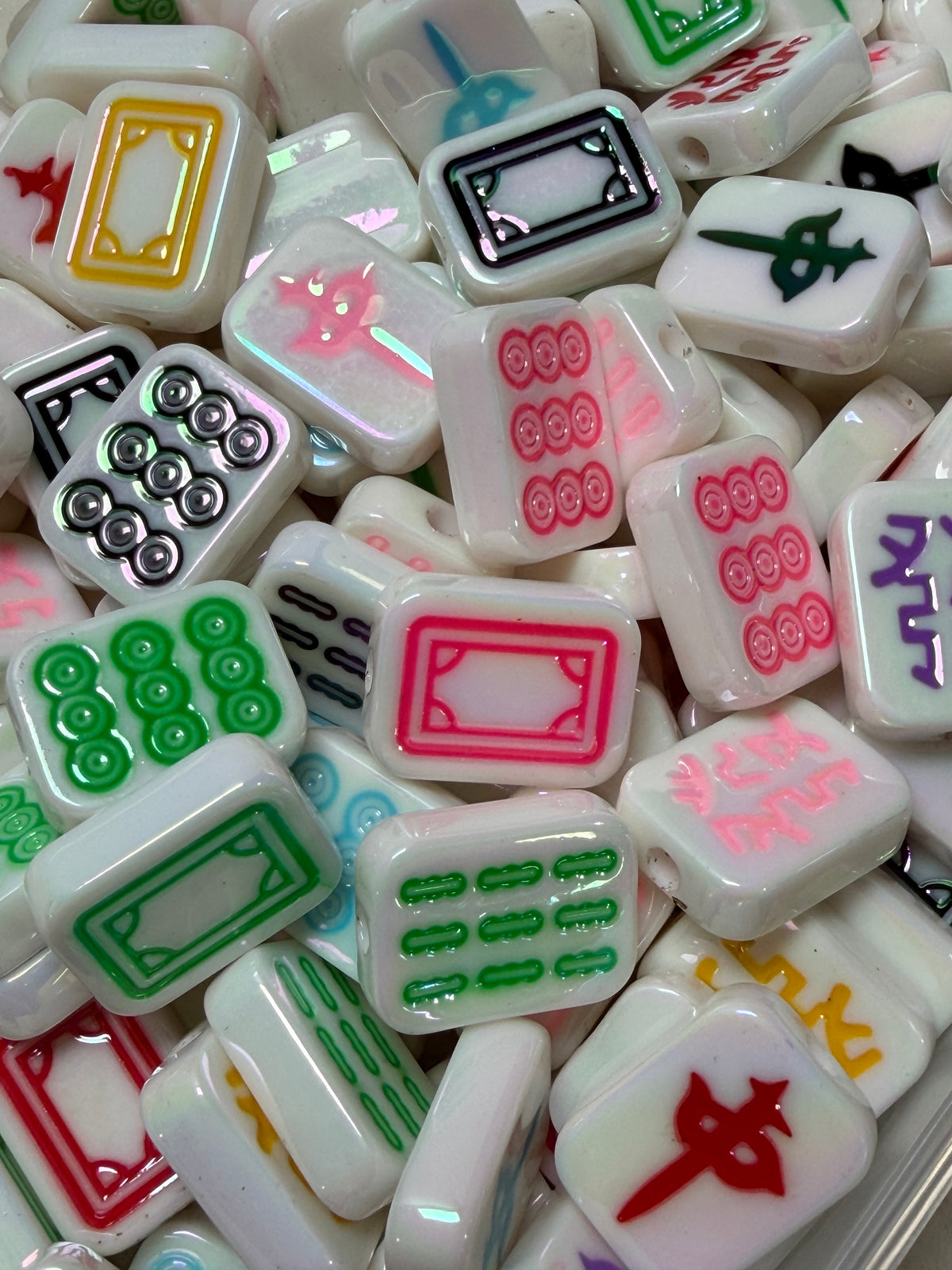 *Bead Mix #177- Mahjong Acrylic Random Bead Mix, Pack of 5 Acrylic Bead Mix