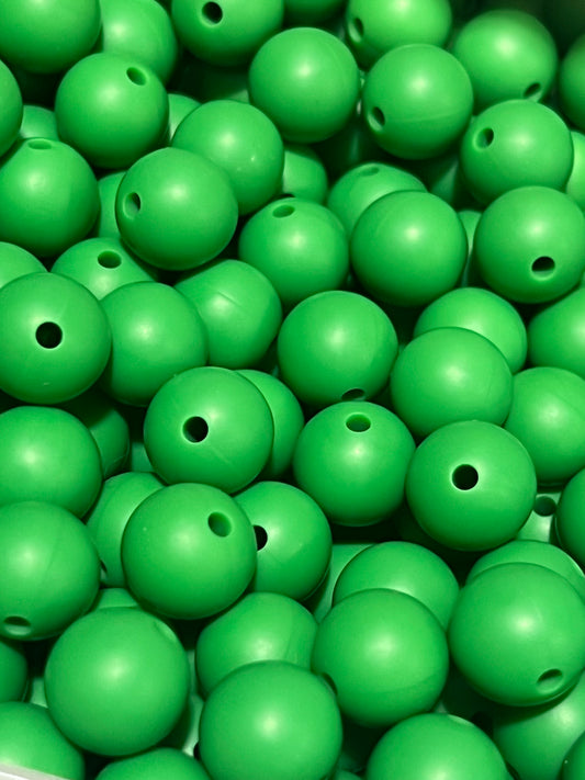 12mm Round Solid Fern Green Silicone Beads