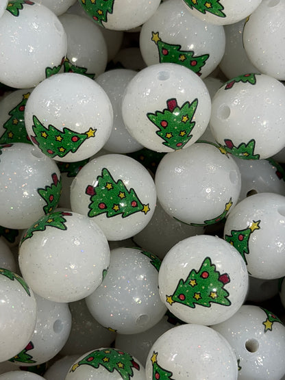 15mm Liquid Glitter Christmas Tree EXCLUSIVE Round Silicone Beads