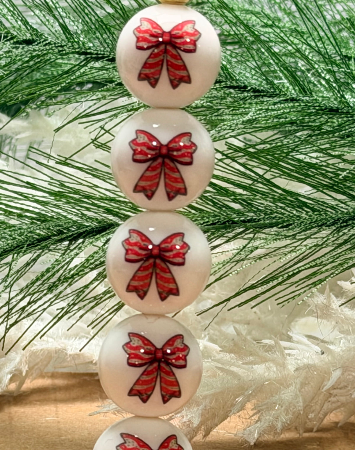 15mm Liquid Holiday Bow EXCLUSIVE Round Silicone Beads
