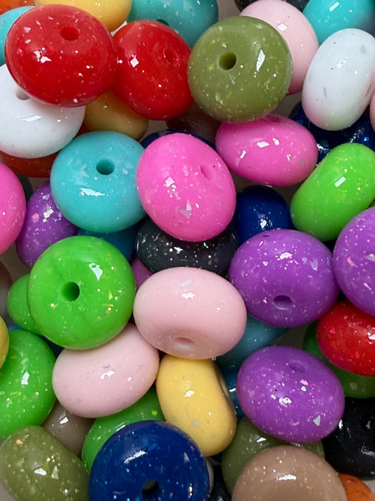 14mm ABACUS Cosmic GLITTER Round Silicone Beads