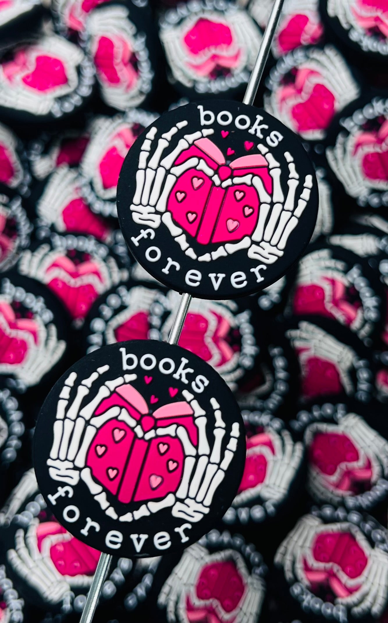 B- Books Forever Silicone Focal Bead, Book Silicone Bead