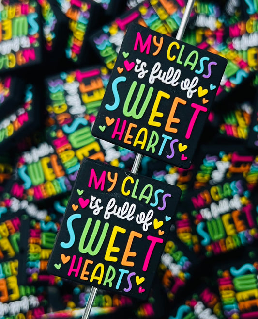 S- My Class is Full of Sweethearts Silicone Focal Bead, School Shaped Silicone Bead
