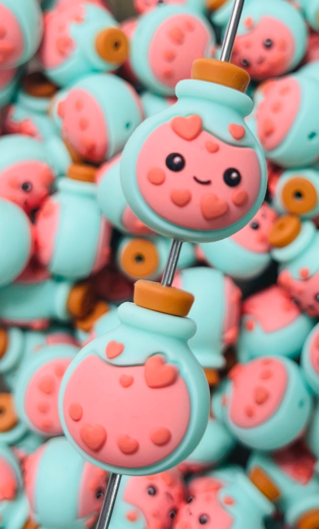 3D Love Potion EXCLUSIVE Silicone Focal Bead,**NOT FOR TEETHING** Valentine Shape Silicone Bead