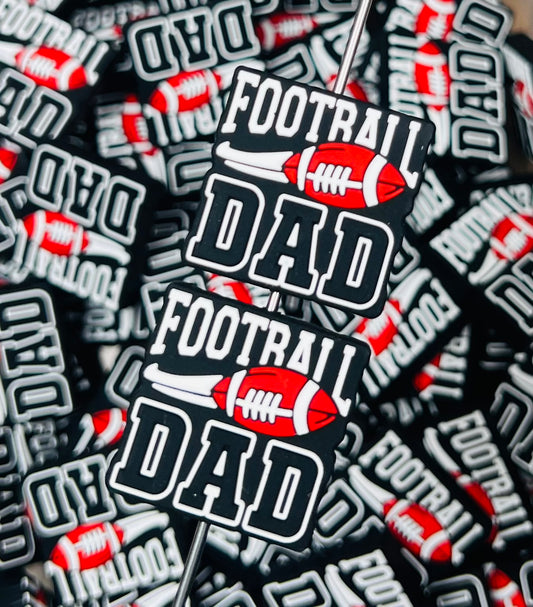 Touchdown Dad Focal Silicone Bead, Sports Focal Silicone Bead