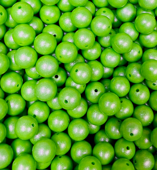 15mm Opal Lime Round Silicone Beads