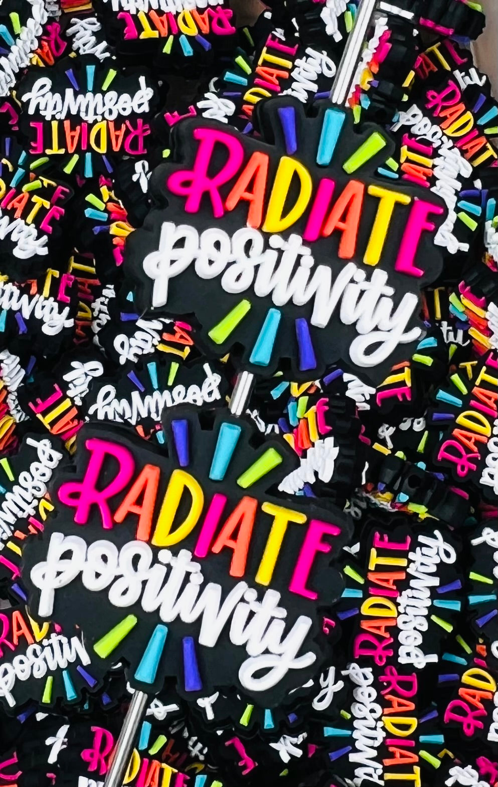 Radiate Positivity Silicone Bead, Motivational Quote Bead