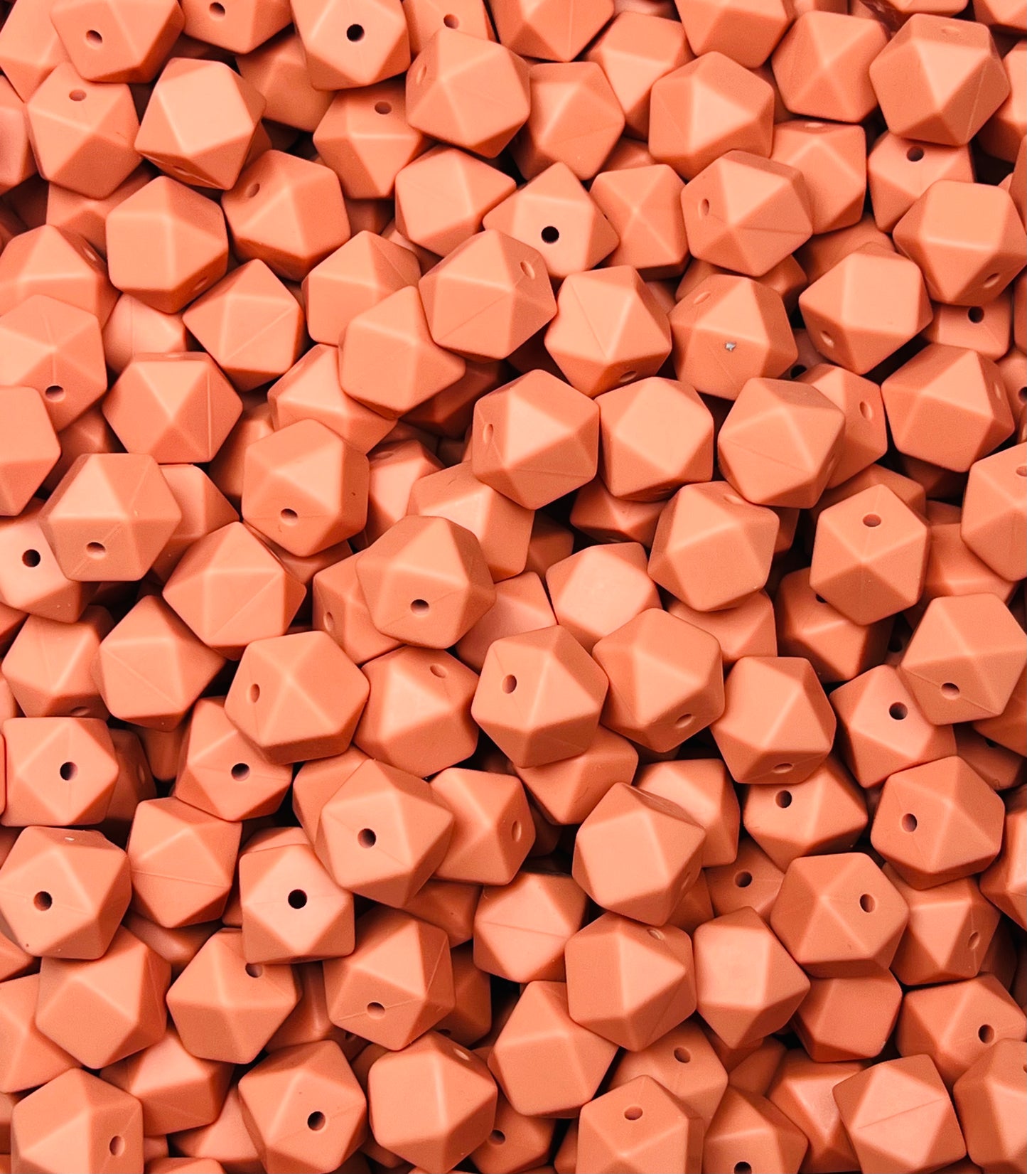 14mm Hexagon Apricot Silicone Beads